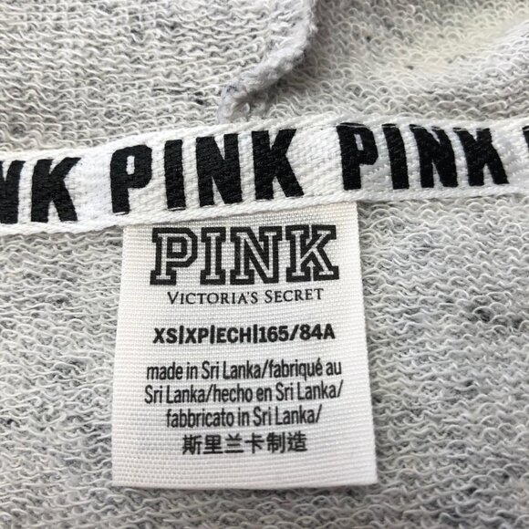 PINK Victoria's Secret Full Zip Up Color Block Hoodie Black/White/Grey XS - Picture 6 of 14